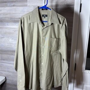 Calvin Klein Men's Olive-Tone Long Sleeve Dress Shirt 1104